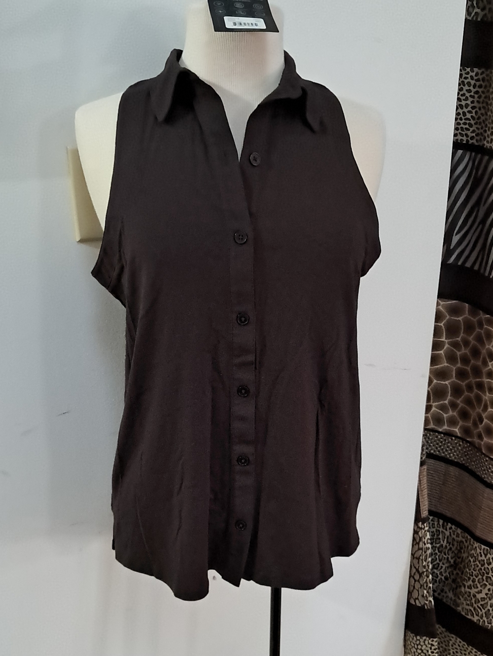 Anatomie Elise Brown Sleeveless Button-Down Shirt, M, NWT